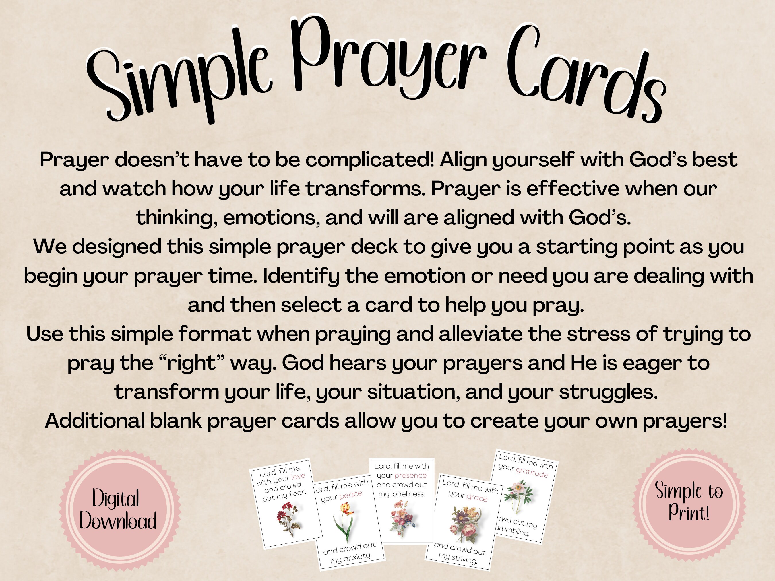 Simple Prayer Cards Printable Cards Prayer Cards Bible Cards Card Sets Christian Gift Digital ...