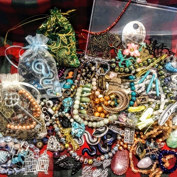 Bulk Mixed Lot Grab Bag: Quality Loose Beads and Charms for Jewelry Crafting! Perfect Gift, Stocking Stuffer...