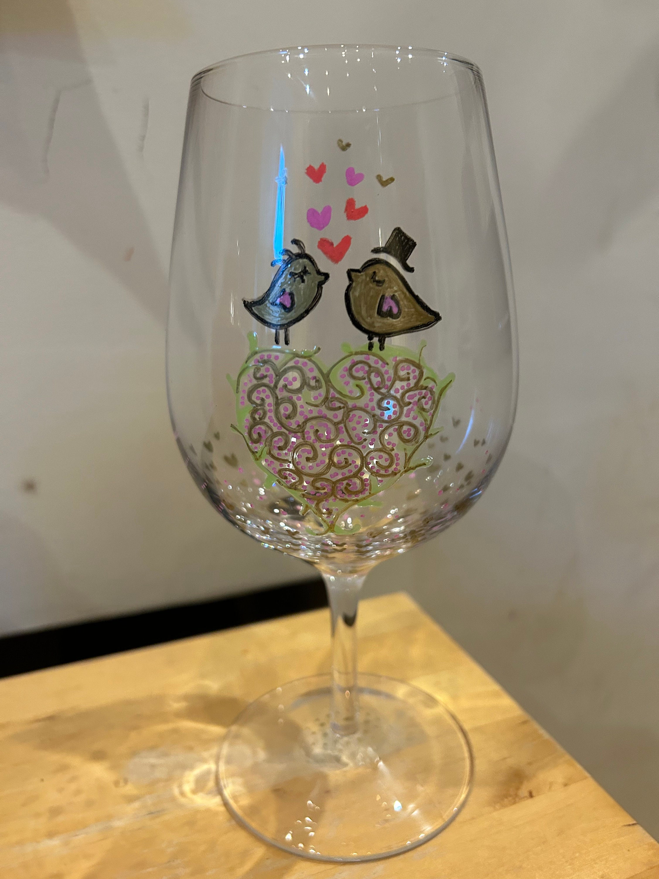 Original Hand Painted Tall Wine Glass LiveLaughLoveandDrinkWine