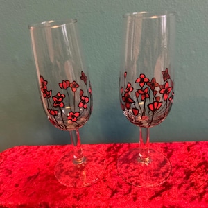 Kleine klaprozen, handgeschilderde processo-glazen, bril