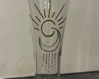 Hand painted sun/moon long tumbler glass