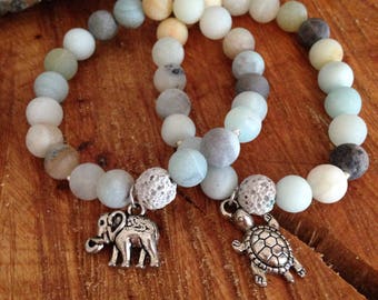Amazonite Essential Oil Diffuser Bracelet // Yoga Bracelet // Gemstone Bracelet // Meditation mala Bracelet