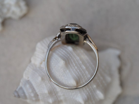 Antique Cocktail Ring with green Tourmaline and D… - image 6
