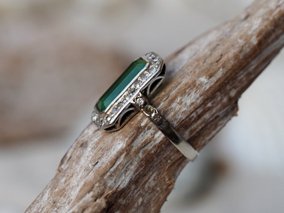 Antique Cocktail Ring with green Tourmaline and D… - image 3