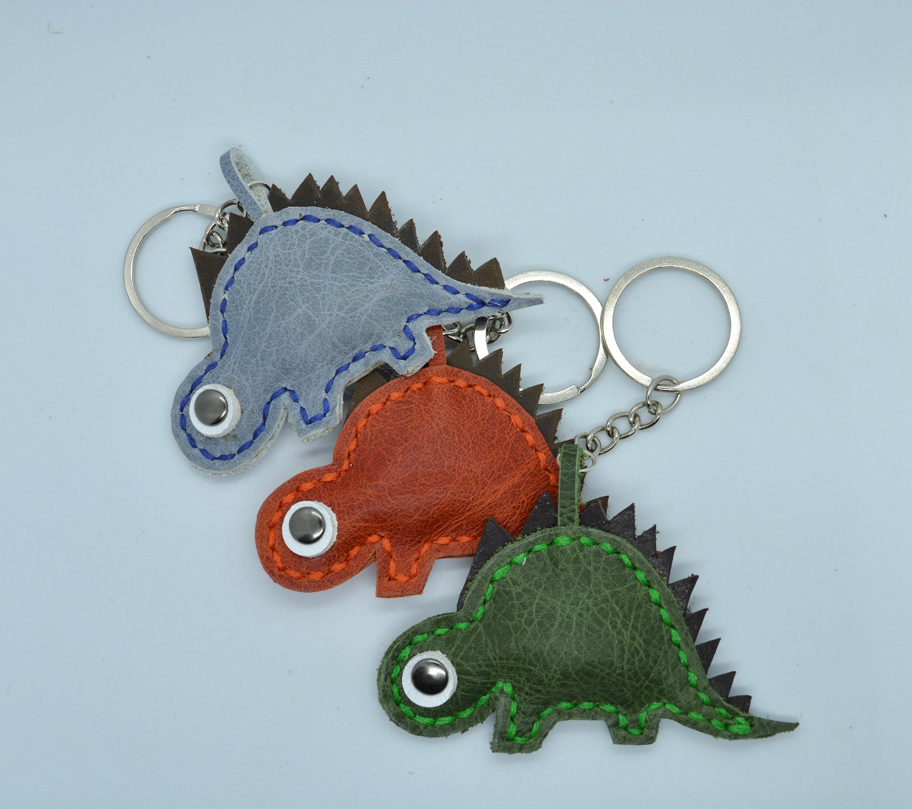 Dinosaur keychain leather keychain Handmade Keychain Etsy