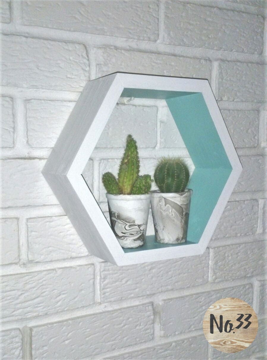 Handmade Wooden Hexagon Shelf in Whites Etsy UK