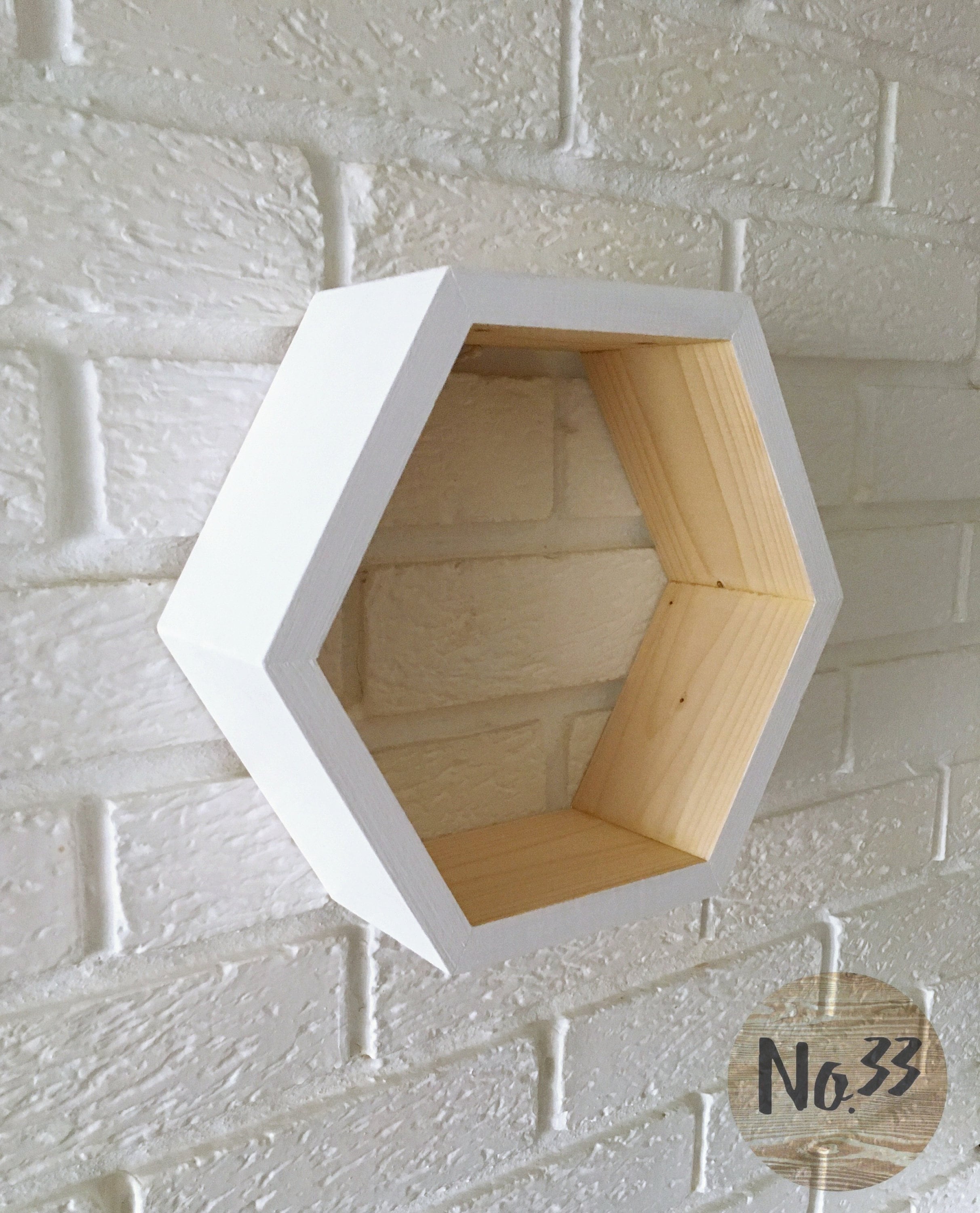 Handmade Wooden Hexagon Shelf in Whites Etsy UK