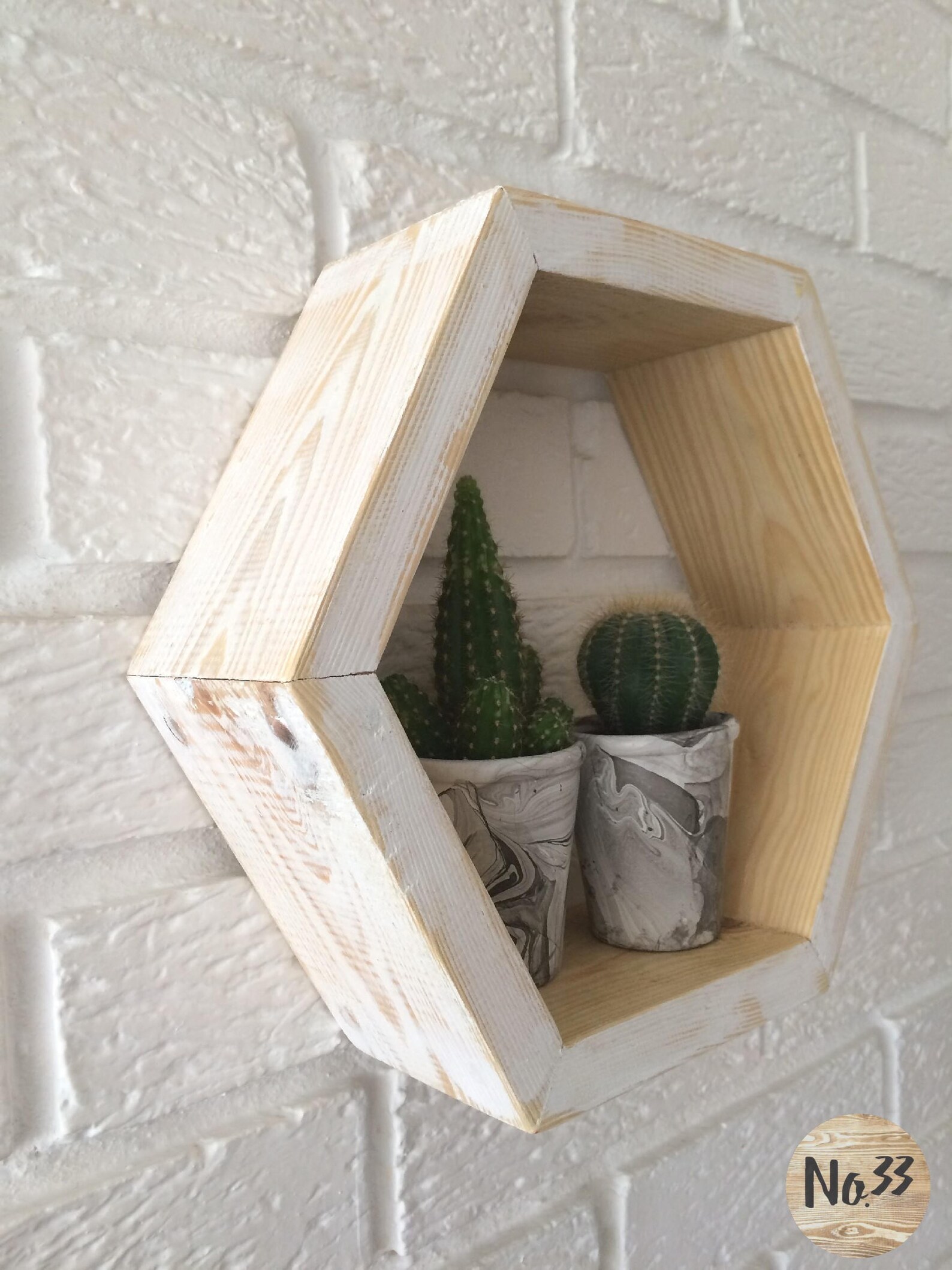 Handmade Wooden Hexagon Shelf in Whites Etsy UK
