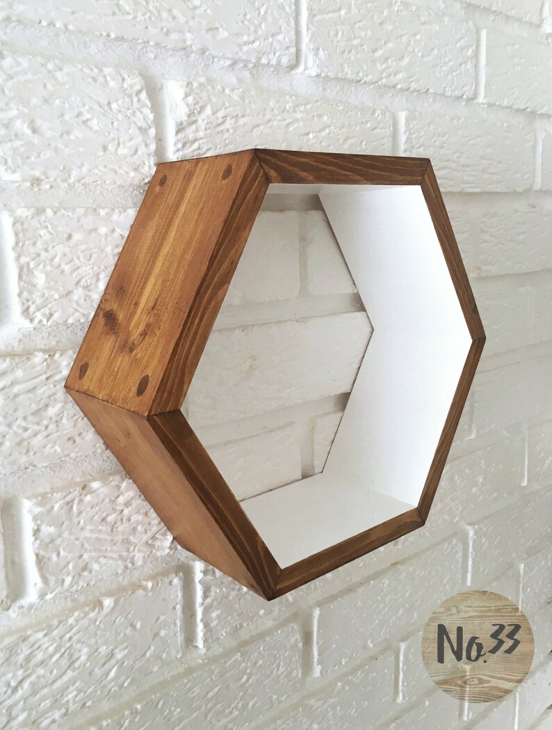 Handmade Wooden Hexagon Shelf/ Walnut Etsy UK