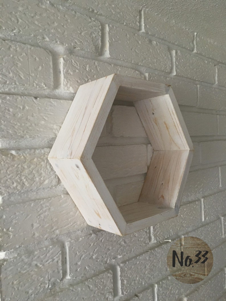 Handmade Wooden Hexagon Shelf in Whites Etsy UK