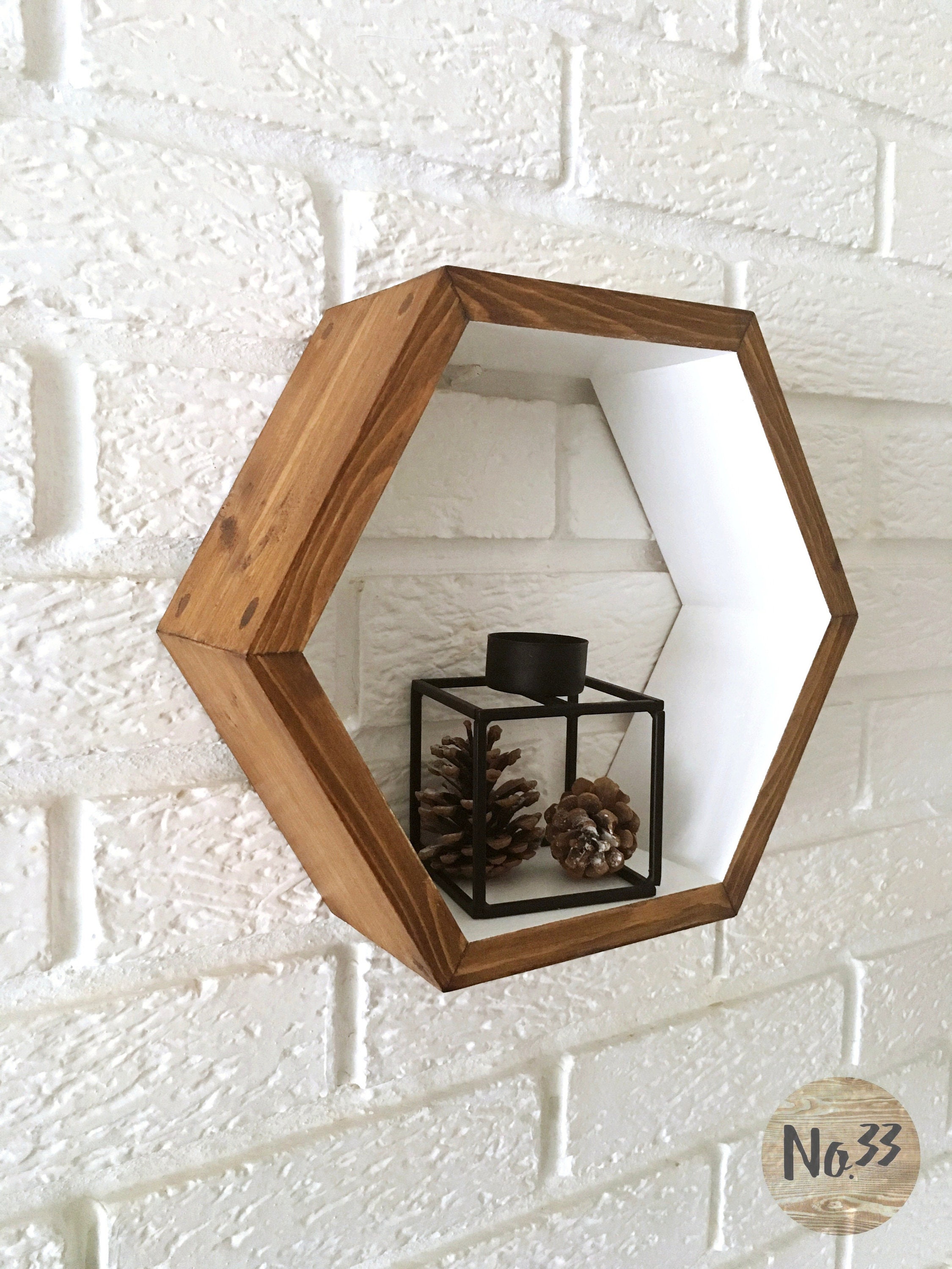 Handmade Wooden Hexagon Shelf/ Walnut Etsy UK