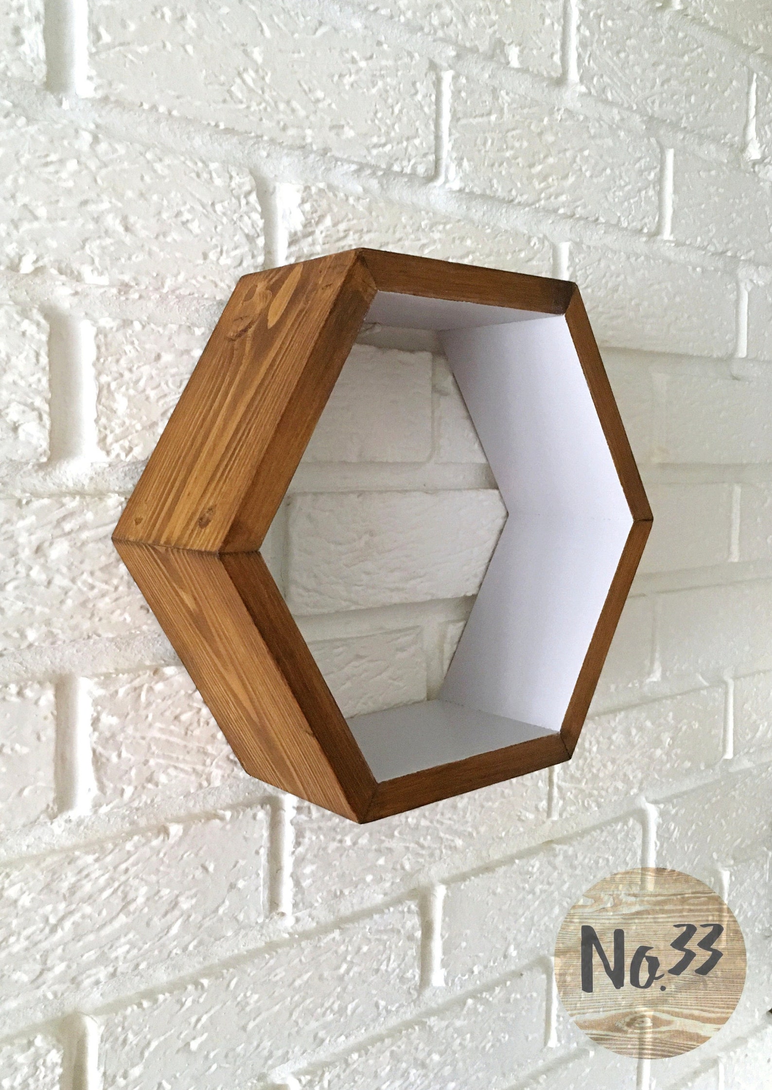 Handmade Wooden Hexagon Shelf/ Walnut Etsy