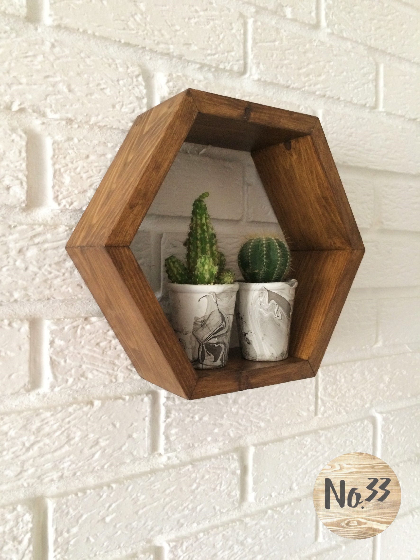 Handmade Wooden Hexagon Shelf/ Walnut Etsy UK