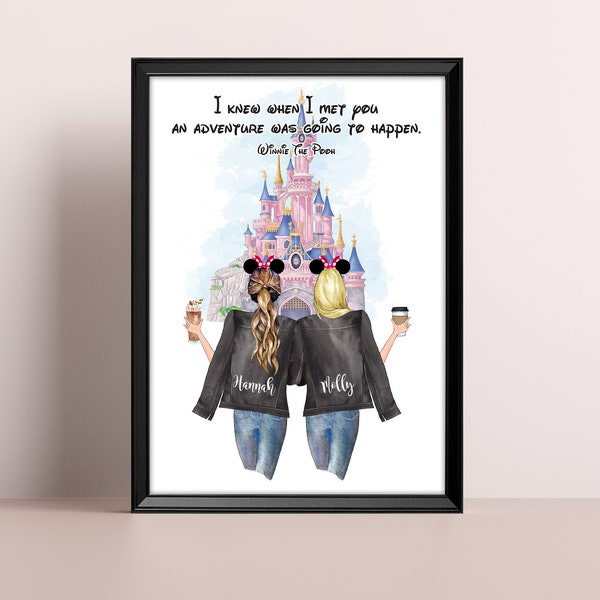 Disneyland Paris Print, Disney Gift, Disneyland Paris Best Friends, Disney Besties, Custom Disney Print, Disney Family, Disneyland Gift