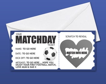 Custom Scratch Off Football Ticket, Personalised Surprise Football Game, Fake Football Ticket for Surprise Match, Christmas Surprise