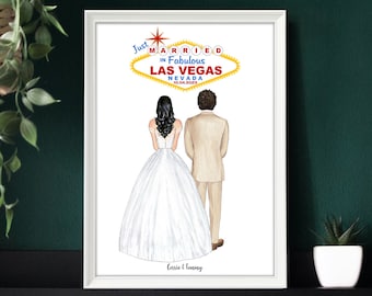 Las Vegas Inspired Wedding Print, Married in Las Vegas, Bride & Groom in Las Vegas, Wedding Gift, Husband And Wife, Custom Wedding Gift