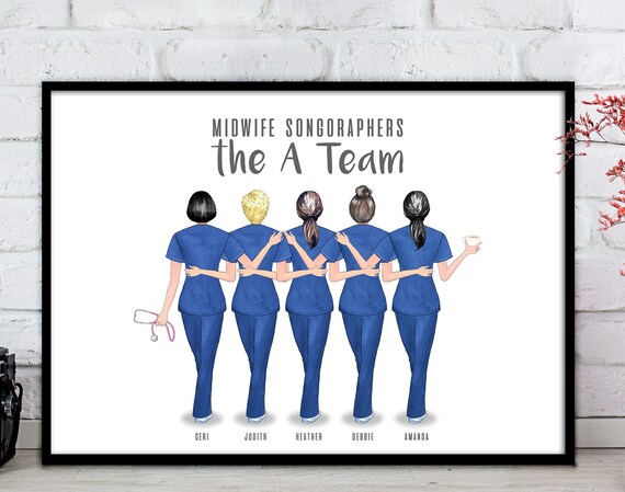 Midwife Print Scrubs Best Friend Print Nurse Print Personalised Nurse Gift