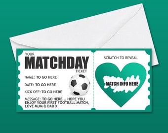 Guess What? Custom Scratch Off Football Ticket, Personalised Surprise Ticket for Surprise Football Game, Christmas Surprise