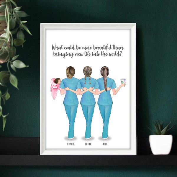 Custom Midwife Print, Maternity Ward, Community Midwife, Personalised Nurse Gift, Midwifery, Student Midwife, Midwife Print, Maternity Unit