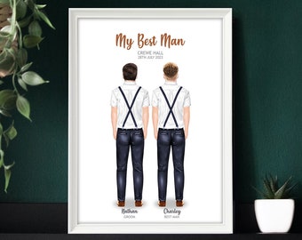 Best Man & Groomsmen Print, Best Man Present, Groomsman Gift, Page Boy Gift, Custom Personalised Wedding Gift, Wedding Print, Usher Gift