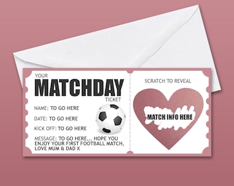 Personalised Scratch Off Football Ticket, Personalised Surprise Football Match, Fake Football Ticket for Soccer Game, Birthday Surprise