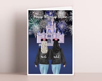 Carte château Disney, carte de voeux Disney, meilleurs amis, carte inspirée de Disney, anniversaire, meilleurs amis chez Disney,
