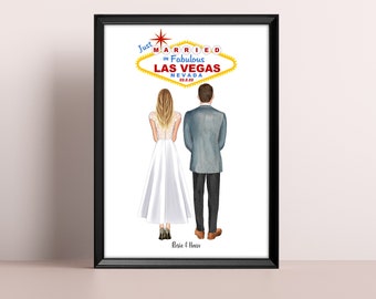 Married In Las Vegas, Mr & Mrs, Las Vegas Wedding, Wedding Gift, Husband and Wife, Bride and Groom, Personalised Wedding Gift, Vegas Wedding