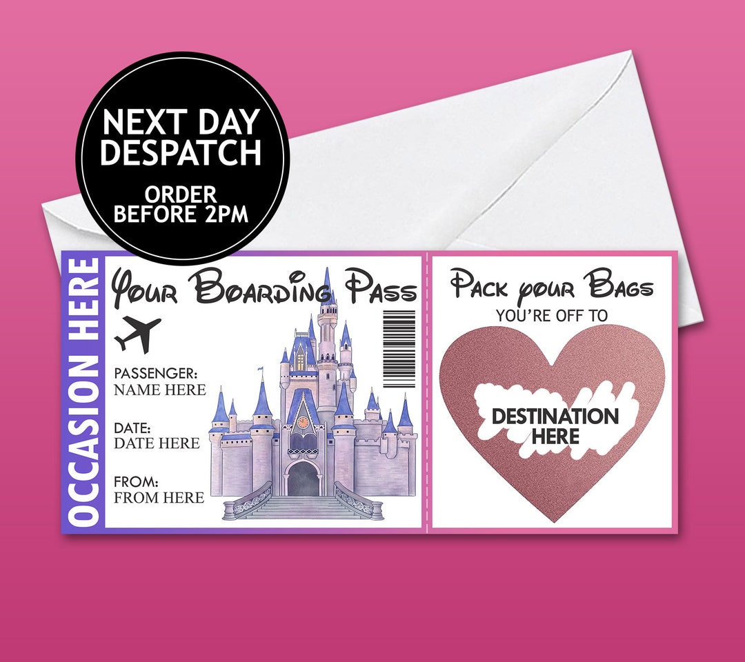 Walt Disney World Florida Scratch off Boarding Pass, Disney Orlando ...