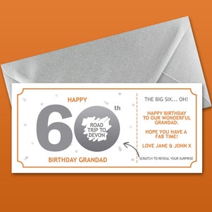 60th Birthday Surprise Scratch Card, Personalised Birthday Scratch Reveal For 18th, 21st, 30th, 40th, 50th, Anniversary Scratch Off