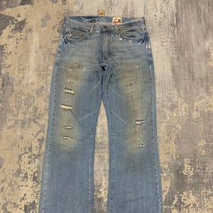 Y2K Hollister Wide Leg Flare Jeans: Distressed Denim, 34x32.5