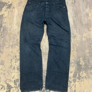 Vintage Levi's 501 Black Denim Jeans Straight Leg Button Fly W38 L33 Faded Charcoal 90s Streetwear Sustainable Men's Women's Pants