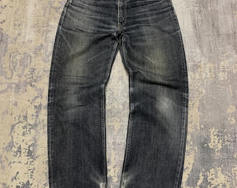 Jean Levi's 502 vintage : denim à jambe droite effet vieilli délavé L32 x 30,5 fabriqué au Japon