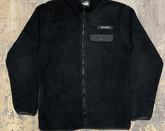 Chaqueta vintage Columbia de forro polar Sherpa negra grande
