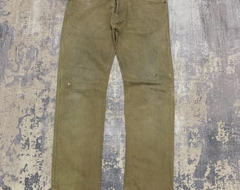 Jeans Darron Regular Slim Tapered Y2K Diesel Industry, pantaloni in tela beige sbiadita, abbigliamento da lavoro vintage da uomo, estetica 32 32x30