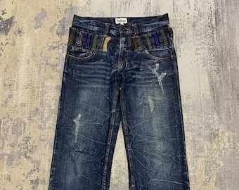 Pantalones vaqueros Nylaus Japan Faded Denim: Estilo streetwear de doble cintura (W31x31