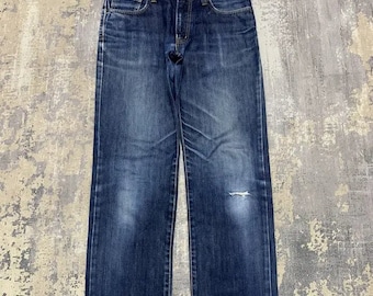 Calça jeans vintage EDWIN 403 com efeito desgastado: jeans japonês, estilo boho streetwear, tamanho 33x33.