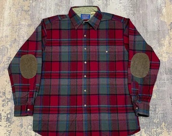 Camisa vintage de franela con botones para hombre, de lana marrón, de Pendleton Woolen Mills, talla L