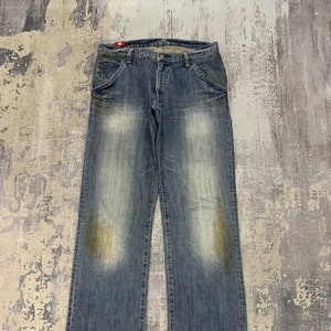 Vintage Blueway Jeans: Distressed Stonewashed Baggy Fit, 32x33
