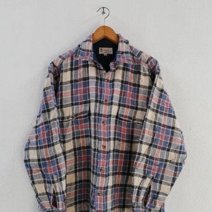 Vintage Flannel Double Pocket Button Ups Shirts Plaid Checkered Men Women Flannel Shirt Medium