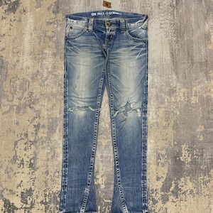 One Piece x Rodeo Crown Distressed Skinny Jeans - Anime Graphic - Size 32