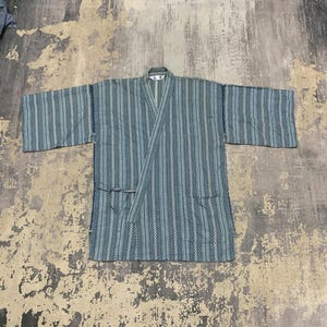 Vintage Japanese Cotton Stripe Kimono Haori - Unisex Oversized Robe