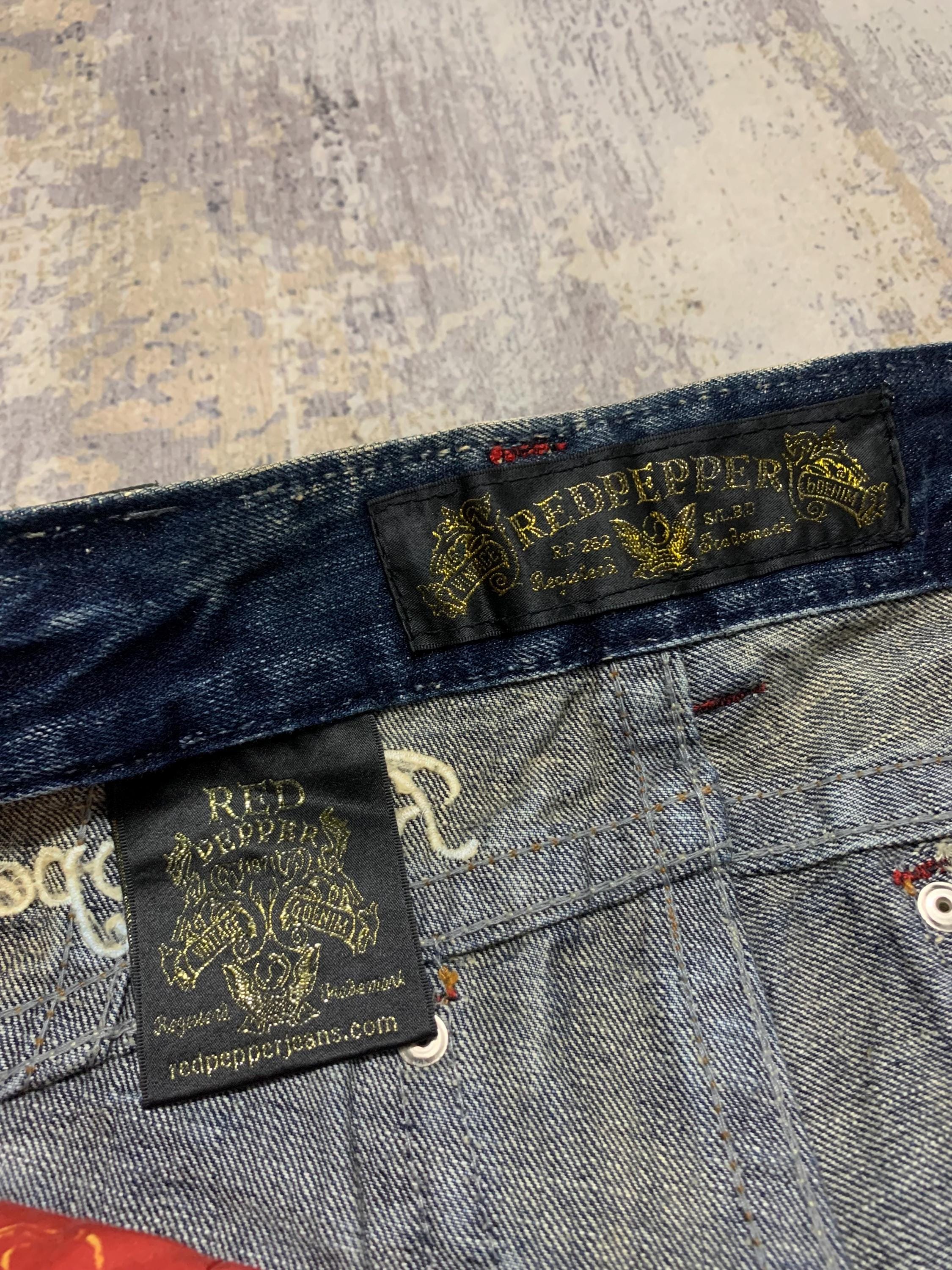 Vintage Red Pepper Embroidered Jeans, Bootcut Denim (w32x31) - Etsy