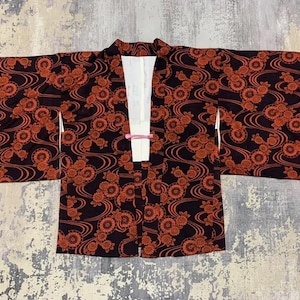 Vintage Japanese Cotton Haori: Floral Kimono Robe