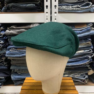 Vintage Wool Green Flat Cap / Baker Boy Hat / Irish flat Cap / Gatsby Hat / Ivy League Hat / Gift For Dad