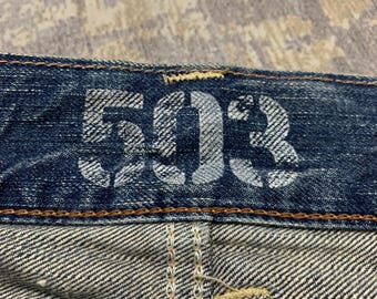 Vintage Edwin 503 Flare Leg Jeans - Distressed Faded Blue