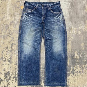 Vintage Levi’s NE503-0005 Ne:Classic Jeans | Cinch Back Buckle Denim | Loose Straight Fit | Distressed 2007 Rare White Patch Levi Strauss