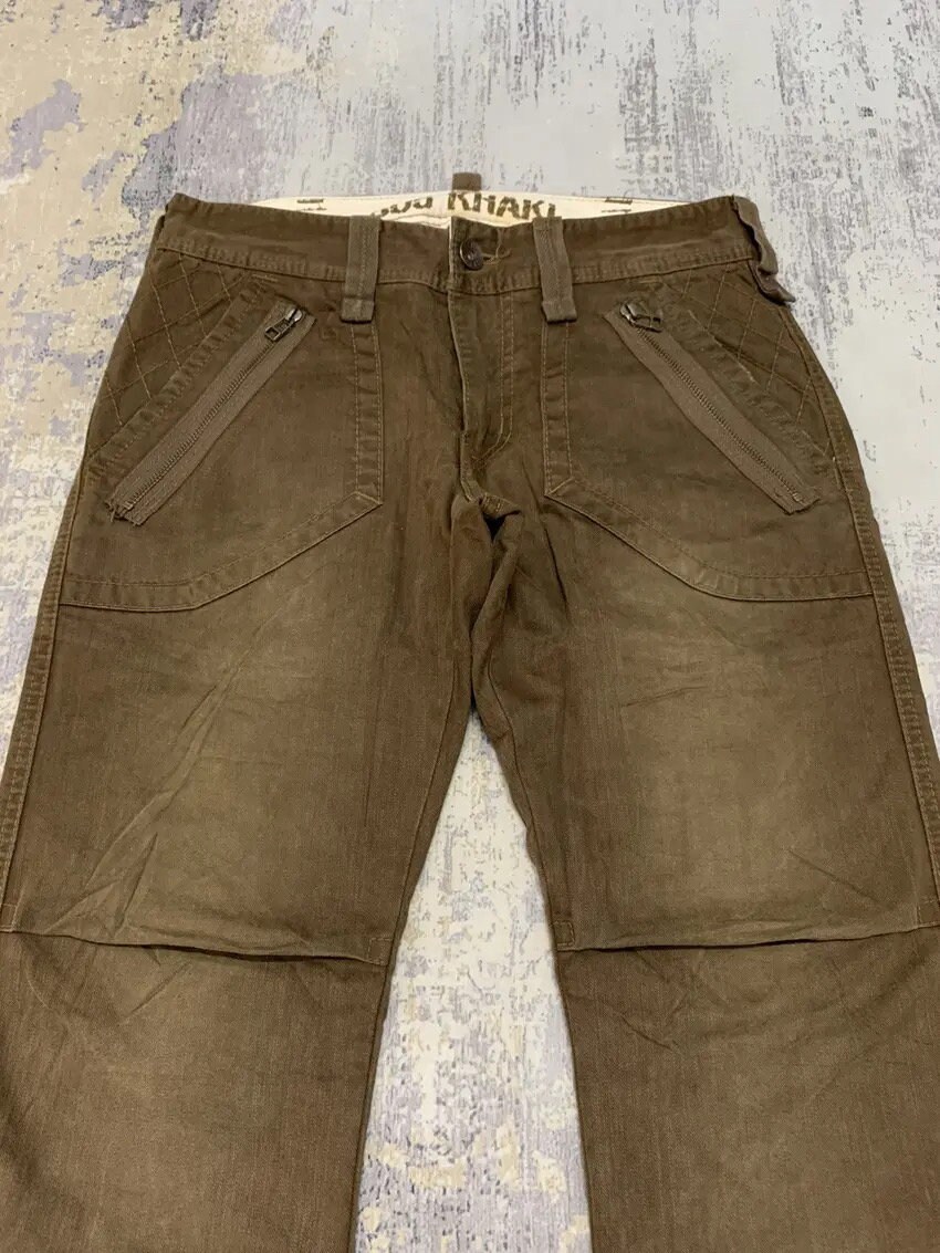 EDWIN〈505 KHAKI コットンパンツ y2k 平成 ギャル カーキ〉 EDWIN 505 KHAKIマルチポケット カーゴパンツ Sミリタリー Y2K