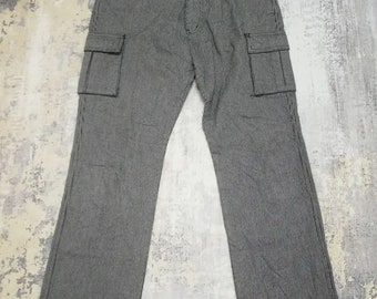 Japanese Brand Big Smith Hickory Stripe Avant Garde Men Cargo Pant 33x30