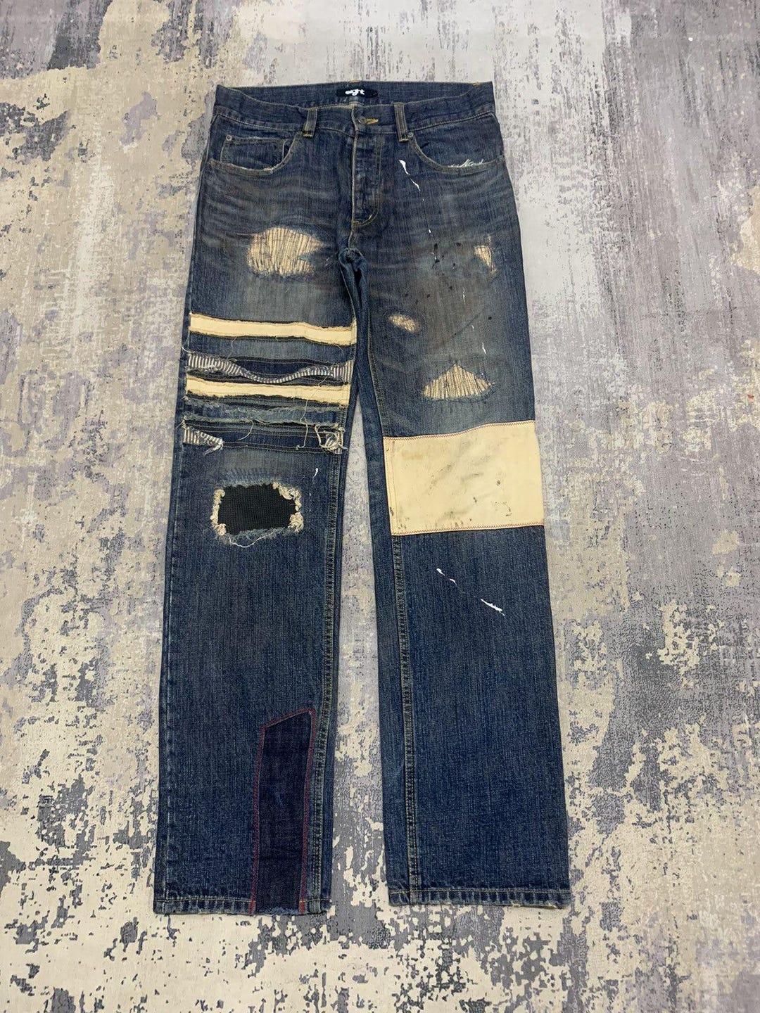 Kapital Boro Style Patchwork Denim Jeans - Japanese Brand, 33x32.5