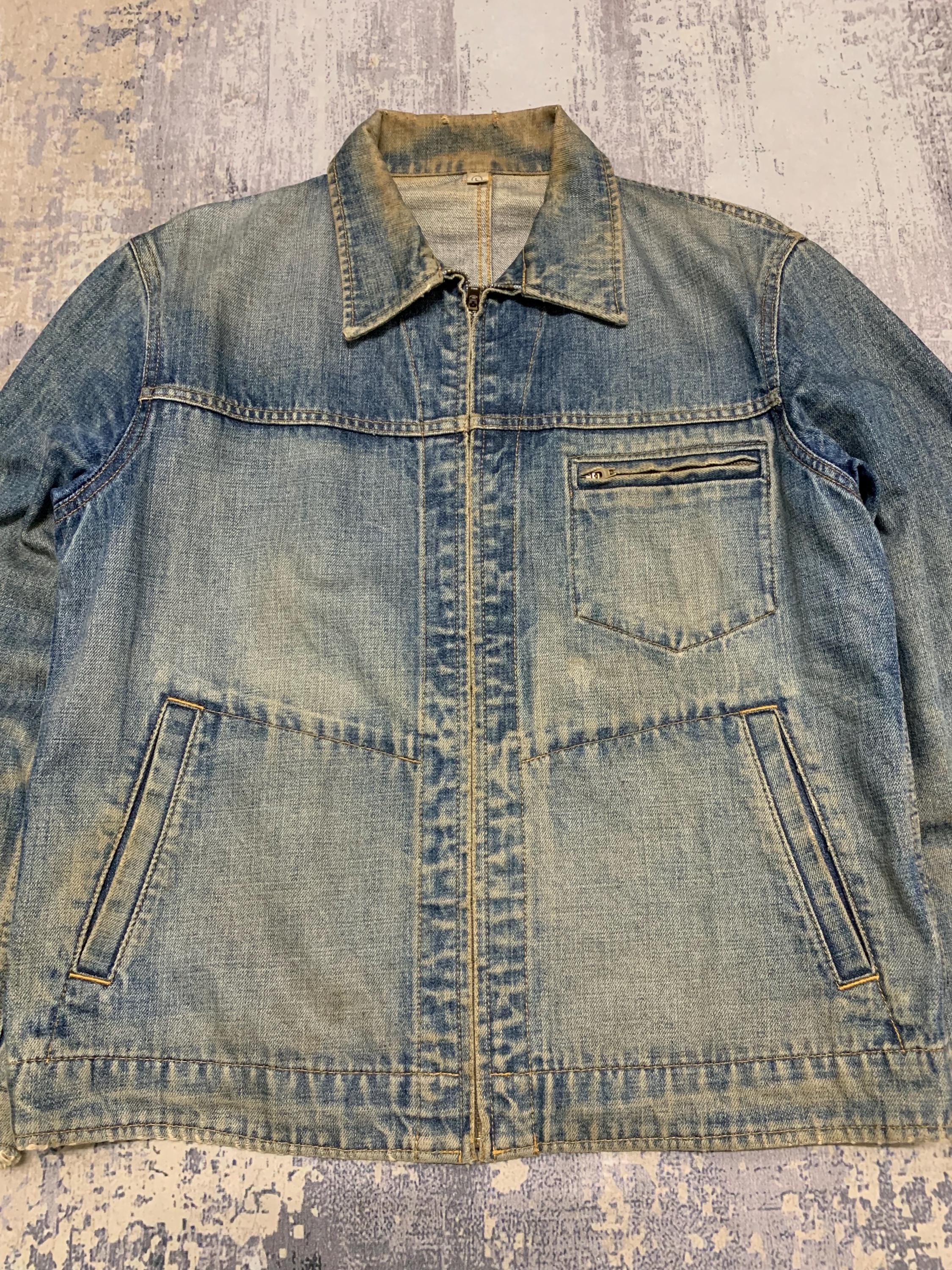 Vintage Uniqlo Denim Jacket / Distressed Japanese Brand